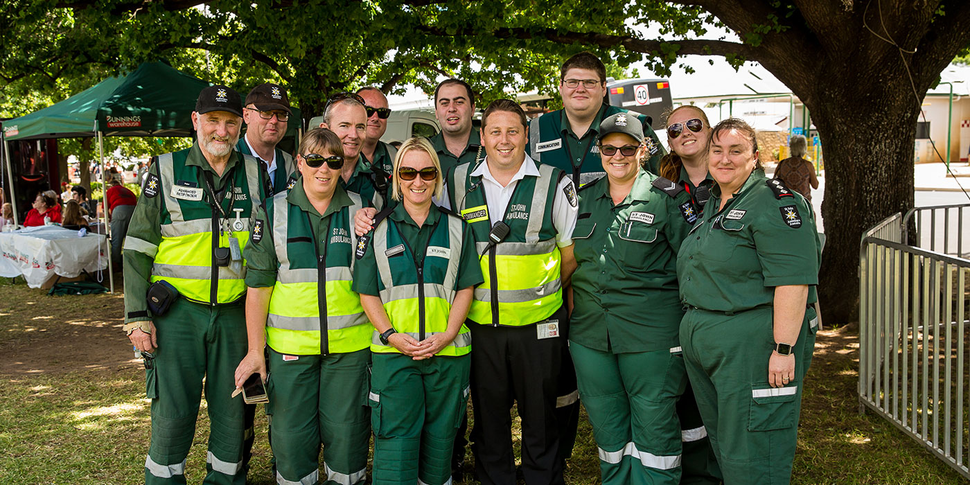 St Johns Ambulance team looking after fans at the Parkes Elvis Festival